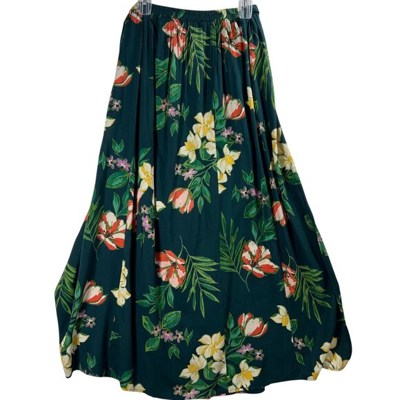 Anthropologie Patrons Of Peace Floral S Flowy Maxi Skirt Green Resort Bloomcore - Picture 3 of 16